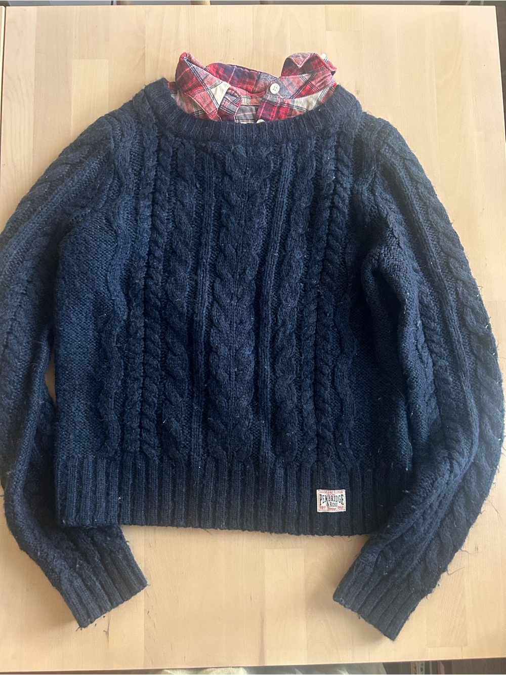 Nautica Dark Navy Cable-Knit Crewneck Sweater